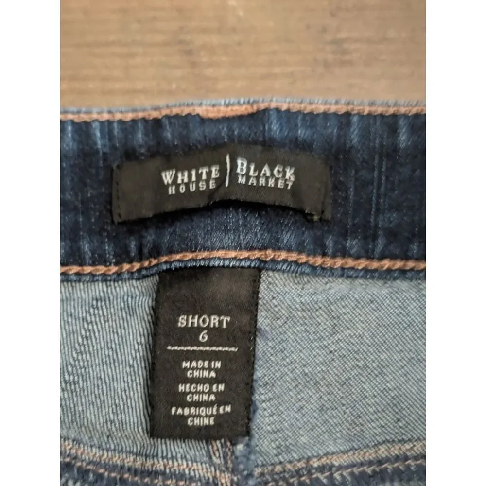 White House Black Market Denim Bermuda Shorts Size 6 Dark Wash Jean Shorts